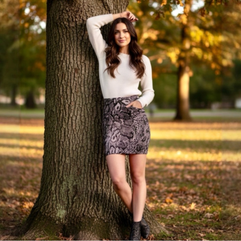 BCBGMaxAzria Snakeskin Bandage Power Pencil Skirt